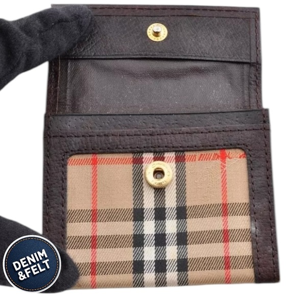 Burberry Brown/Tan Leather/Canvas Nova Check Coin Case/Wallet ♥️🤎 - Picture 7 of 8
